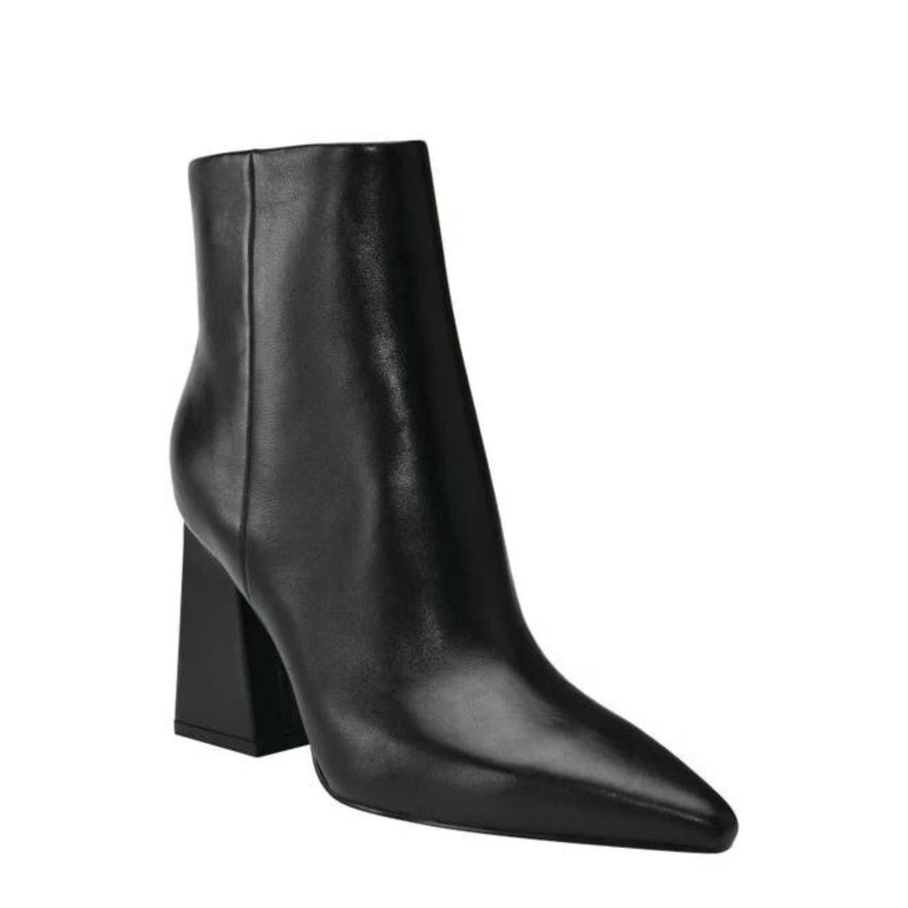 Women's Marc Fisher Kulika Black Leather Pointed‎ Toe Block Heel Ankle Boots 5